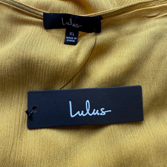 Lulus Women’s Wrap Maxi Dress XL Yellow Short Sleeve Lightweight Rayon - Picture 5 of 5